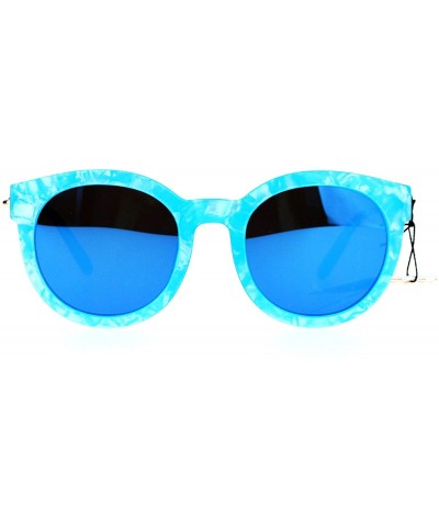 Round Fashion Womens Sunglasses Oversized Round Designer Frame Eyewear UV 400 - Blue (Blue Mirror) - CP188OSTQGW $23.43
