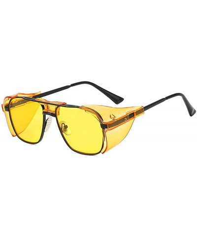 Square sunglasses Fashion Protection Windproof Glasses - Yellow - CG18AR9RCMO $11.03