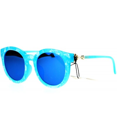 Round Fashion Womens Sunglasses Oversized Round Designer Frame Eyewear UV 400 - Blue (Blue Mirror) - CP188OSTQGW $14.68