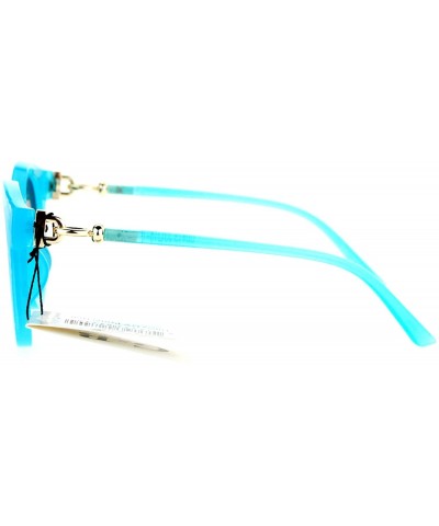 Round Fashion Womens Sunglasses Oversized Round Designer Frame Eyewear UV 400 - Blue (Blue Mirror) - CP188OSTQGW $14.68