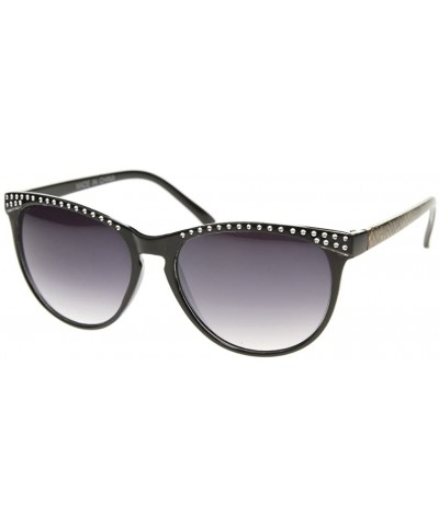 Cat Eye Retro Fashion Cat Eye Metal Accent Sunglasses S61NGW3143 - Black - CB182GAI9XA $21.86
