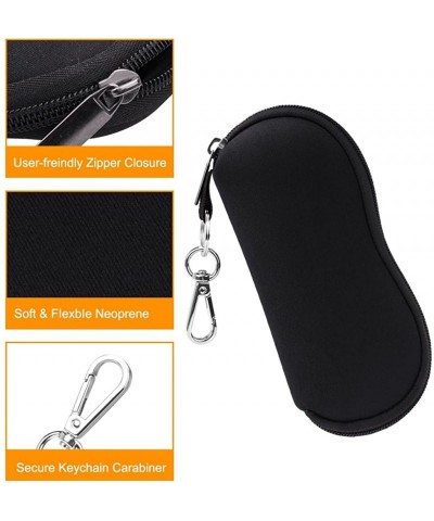 Aviator Glasses Case with Carabiner - Ultra Light Portable Neoprene Zipper Sunglasses Soft Case - A-black - CH188N5LE8S $7.50