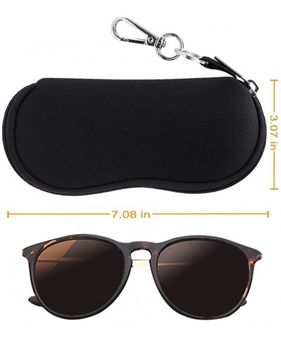 Aviator Glasses Case with Carabiner - Ultra Light Portable Neoprene Zipper Sunglasses Soft Case - A-black - CH188N5LE8S $7.50