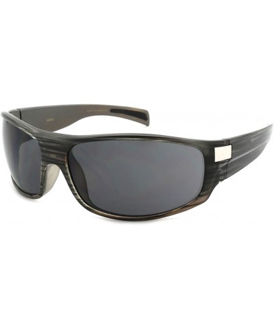 Sport Sporty Wrap Style Sunglasses w/Solid Lens 540543-SD - Black Line Grey - CL12O3LDC38 $20.91