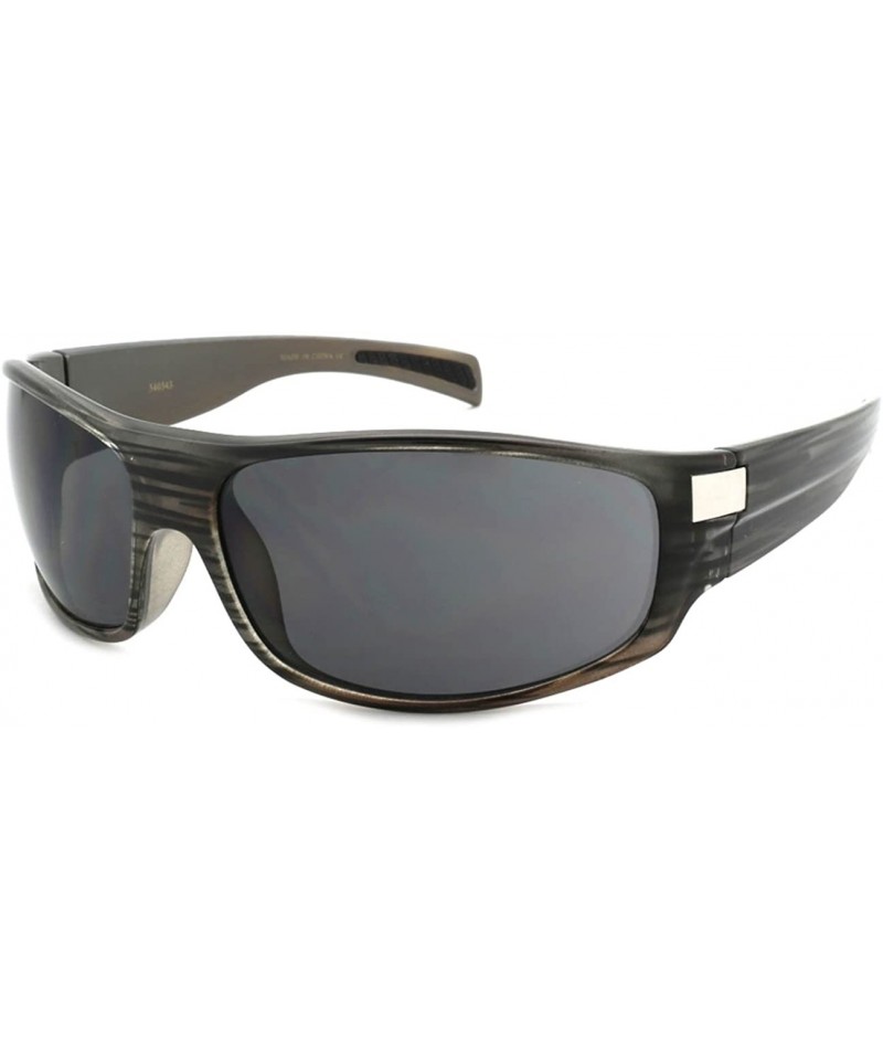 Sport Sporty Wrap Style Sunglasses w/Solid Lens 540543-SD - Black Line Grey - CL12O3LDC38 $8.42
