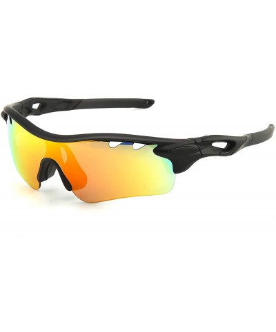 Aviator Polarized Sunglasses Cycling Interchangeable Baseball - Black - C21960EKYGR $34.09
