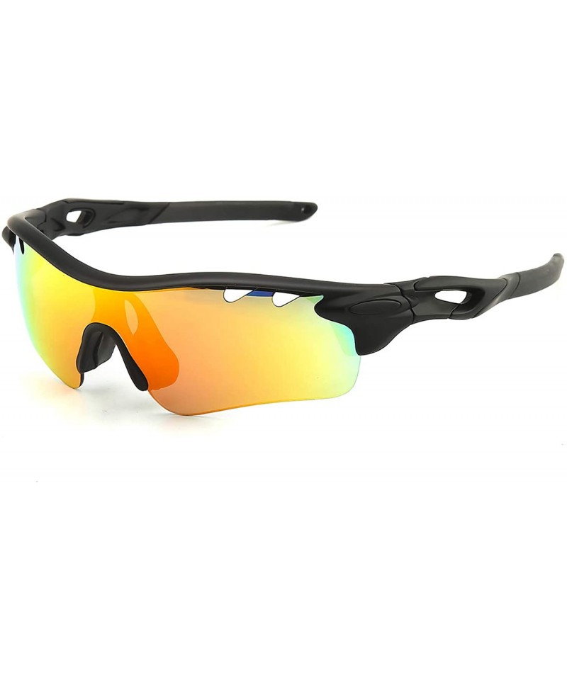 Aviator Polarized Sunglasses Cycling Interchangeable Baseball - Black - C21960EKYGR $17.05