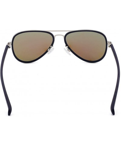 Goggle Classic Aviator Mirrored Flat Lens Sunglasses Metal Frame For Men - Brown - CL18WCSE4UZ $21.11