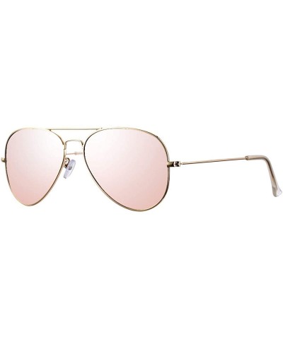 Aviator Classic Polarized Aviator Sunglasses for Men Women - 100% UV Protection - A01 Gold Frame/Pink Mirrored - CQ18KS5ZIA7 ...