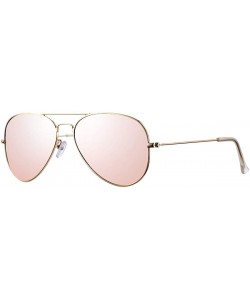 Aviator Classic Polarized Aviator Sunglasses for Men Women - 100% UV Protection - A01 Gold Frame/Pink Mirrored - CQ18KS5ZIA7 ...