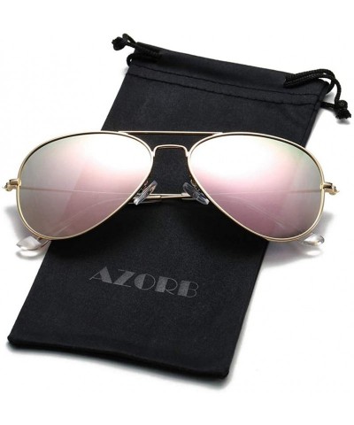 Aviator Classic Polarized Aviator Sunglasses for Men Women - 100% UV Protection - A01 Gold Frame/Pink Mirrored - CQ18KS5ZIA7 ...