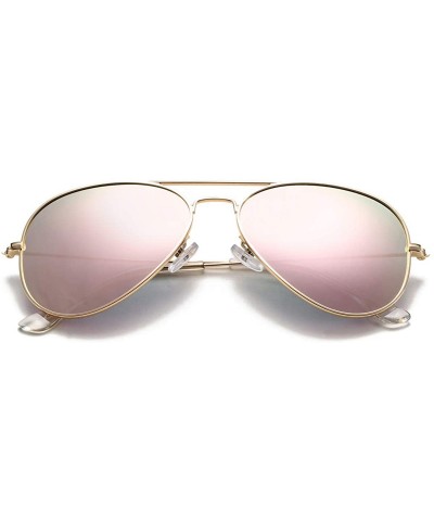 Aviator Classic Polarized Aviator Sunglasses for Men Women - 100% UV Protection - A01 Gold Frame/Pink Mirrored - CQ18KS5ZIA7 ...