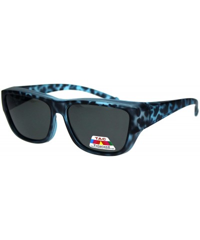 Rectangular Anti-reflective Polarized Lens Fit Over Rectangular Plastic Sunglasses - Blue Tortoise - CU18LML93U6 $27.36