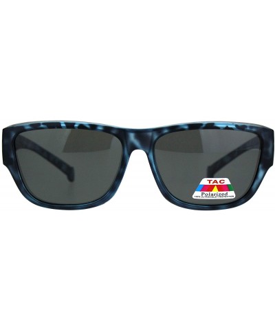 Rectangular Anti-reflective Polarized Lens Fit Over Rectangular Plastic Sunglasses - Blue Tortoise - CU18LML93U6 $13.38