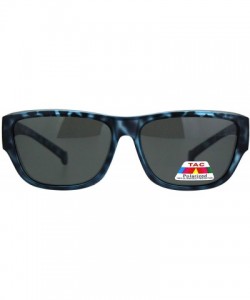 Rectangular Anti-reflective Polarized Lens Fit Over Rectangular Plastic Sunglasses - Blue Tortoise - CU18LML93U6 $13.38