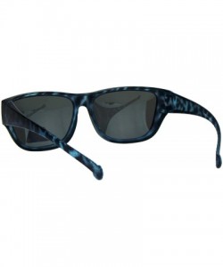 Rectangular Anti-reflective Polarized Lens Fit Over Rectangular Plastic Sunglasses - Blue Tortoise - CU18LML93U6 $13.38