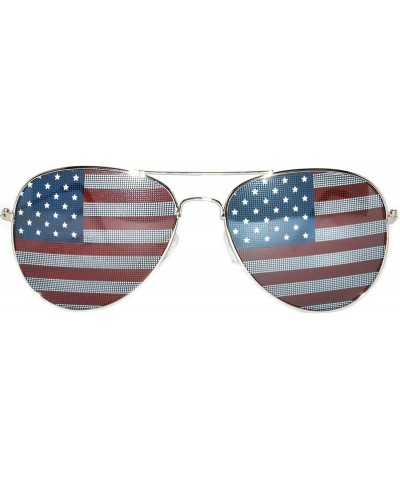 Aviator Classic American Flag Lens Metal Frame UV Protection OWL. - Silver_frame - CR11RZCN299 $9.54