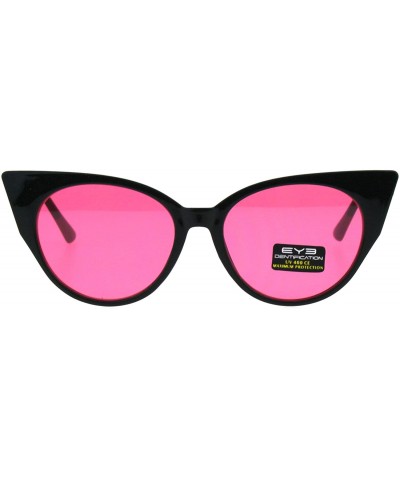 Cat Eye Womens Pop Color Lens Cat Eye Retro Plastic Designer Sunglasses - Pink - CS18GY5ZU6E $10.26