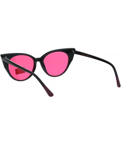 Cat Eye Womens Pop Color Lens Cat Eye Retro Plastic Designer Sunglasses - Pink - CS18GY5ZU6E $10.26