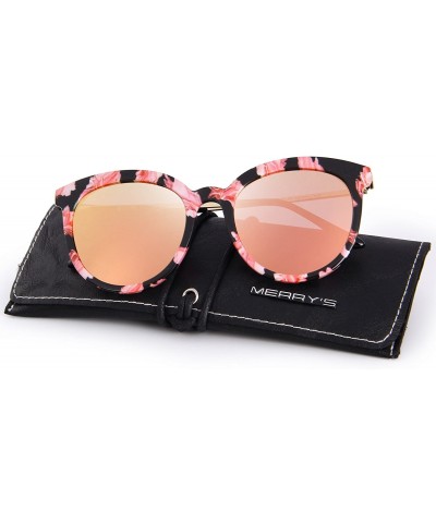 Cat Eye Women Cat Eye Polarized Sunglasses Mirrored Lens UV Protection S6152 - Gold&pink - CB186CGICUE $14.73