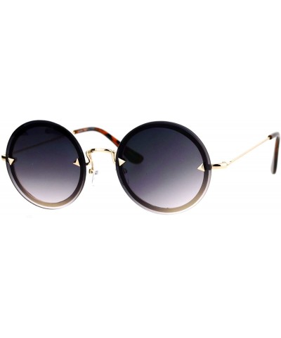 Rimless Round Circle Frame Sunglasses Womens Full Lens Rear Rim Fashion - Gold (Smoke) - CS1877K5H7M $19.50