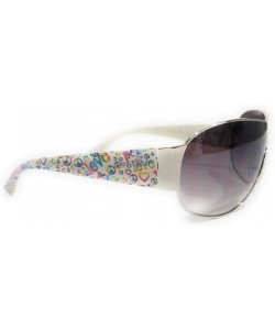 Aviator Peace Hippy Womens Fashion Ladies Sunglasses Aviators - Peace Heart White 1 - CD18IMDX9IW $10.83