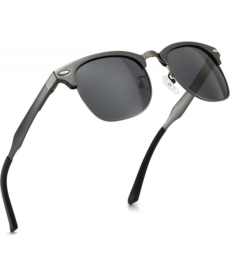 Wayfarer Classic Half Frame Retro Sunglasses with Polarized Lens - Gunmetal Metal Frame Gray Lens - CG12L8GFW4Z $15.98