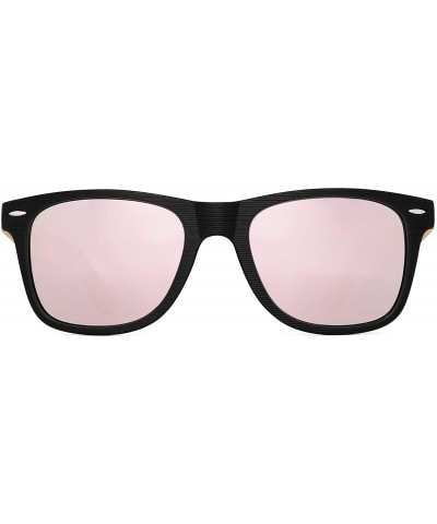 Wayfarer Wood Polarized Sunglasses for Men Women Retro Square Glasses UV400 Protection - C2194EQKNKI $20.32