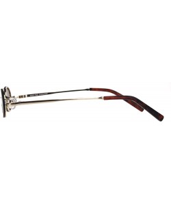 Oval Small Skinny Sunglasses Oval Rims Behind Lens Womens Fashion UV 400 - Gold (Brown) - CB18SA0MRSG $12.55