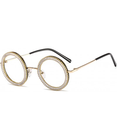 Goggle Fashion Round Pearl Decor Sunglasses UV Protection Metal Frame - Round Gold Frame - CW190LHXZOQ $16.93