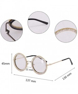 Goggle Fashion Round Pearl Decor Sunglasses UV Protection Metal Frame - Round Gold Frame - CW190LHXZOQ $16.93