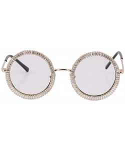 Goggle Fashion Round Pearl Decor Sunglasses UV Protection Metal Frame - Round Gold Frame - CW190LHXZOQ $16.93