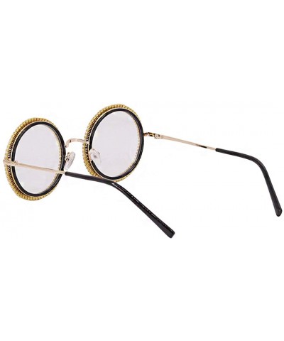 Goggle Fashion Round Pearl Decor Sunglasses UV Protection Metal Frame - Round Gold Frame - CW190LHXZOQ $16.93