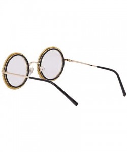 Goggle Fashion Round Pearl Decor Sunglasses UV Protection Metal Frame - Round Gold Frame - CW190LHXZOQ $16.93