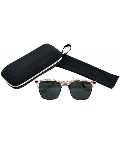 Goggle Fashion Polarized Sunglasses For Women Men Metal Frame UV400 Lens - 豹纹色 - CU18E44ZLDA $10.82