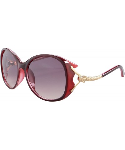 Oval Women's Sunglasses UV400 Protection Fashion Sunglasses Oversized Summer Eyewear-9039 - Red - C9189T4477R $12.31