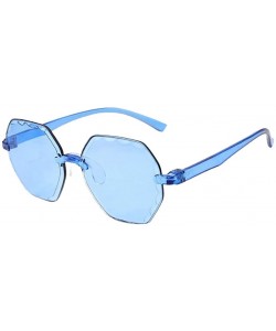 Square Classic Sunglasses Square Sunglasses Polarized Sunglasses Semi Rimless Frame Sun Glasses Retro Sun Glasses - Blue - C6...