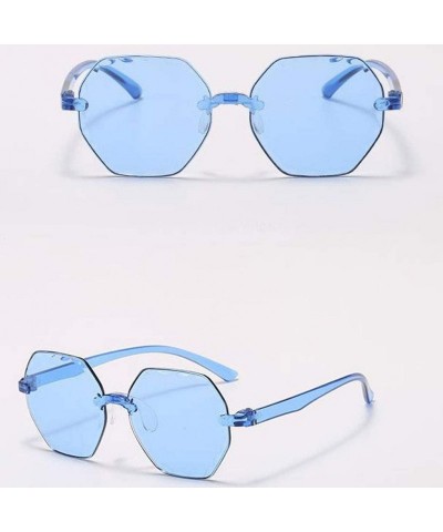 Square Classic Sunglasses Square Sunglasses Polarized Sunglasses Semi Rimless Frame Sun Glasses Retro Sun Glasses - Blue - C6...