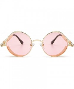 Round Vintage Metal Round Sunglasses UV Protection for Men Women - Pink Lens - CD196R0M7AI $10.45