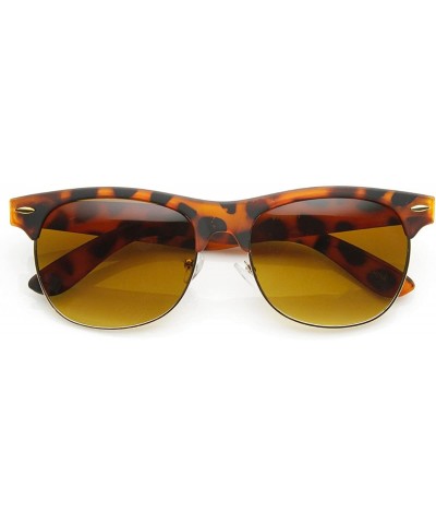 Wayfarer Classic Circa 50's Half Frame Rubber Finish Horn Rimmed Sunglasses (Tortoise-Gold Amber) - CC11F2VHZ89 $10.84