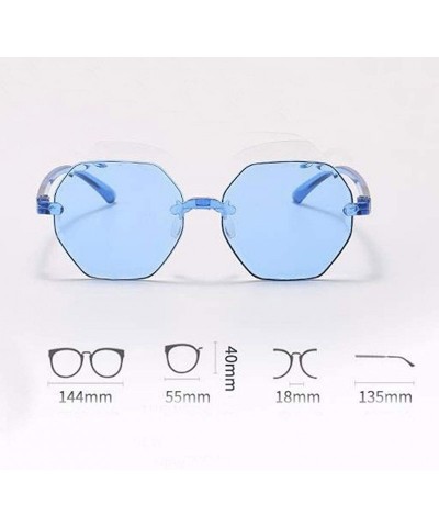 Square Classic Sunglasses Square Sunglasses Polarized Sunglasses Semi Rimless Frame Sun Glasses Retro Sun Glasses - Blue - C6...