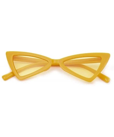 Cat Eye Fashion Cat Eye/Triangle Sunglasses - 80s Style - Yellow - C118XGRHSOQ $8.70