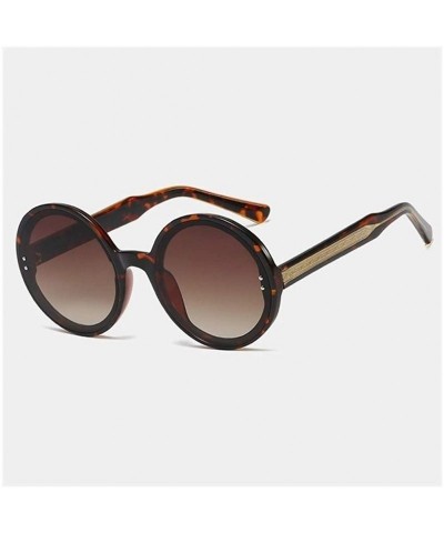 Oversized Oversized Round Frame Sunglasses for Women and Men UV400 - C2 Leopard Brown - CF198CALED8 $30.79