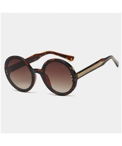 Oversized Oversized Round Frame Sunglasses for Women and Men UV400 - C2 Leopard Brown - CF198CALED8 $29.00