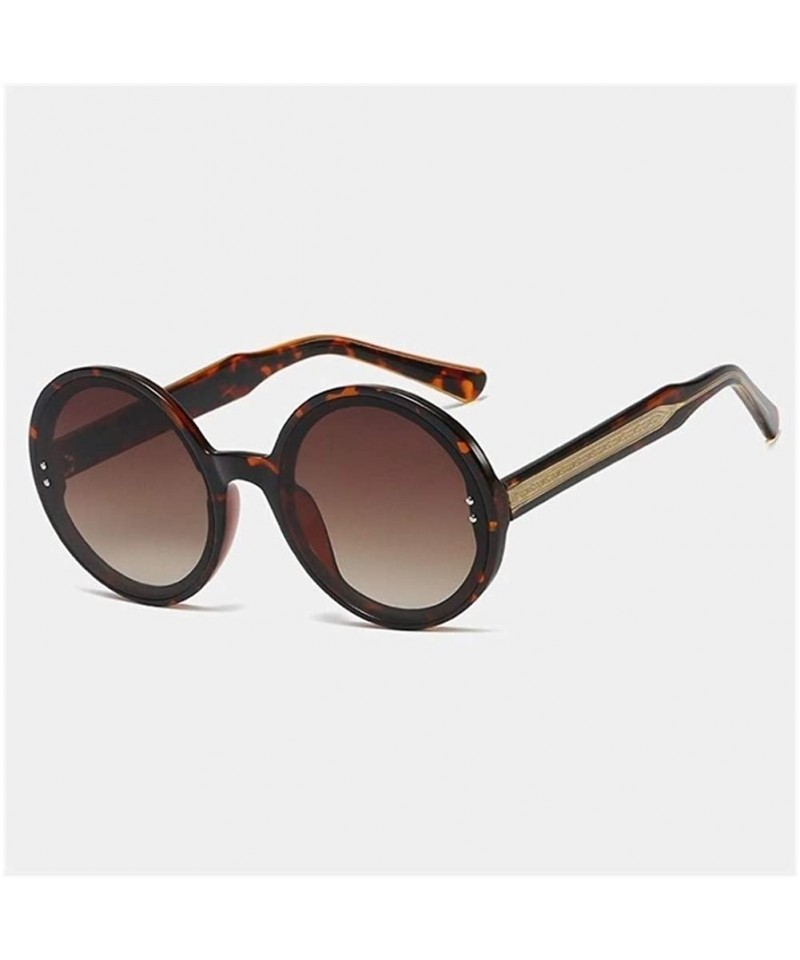Oversized Oversized Round Frame Sunglasses for Women and Men UV400 - C2 Leopard Brown - CF198CALED8 $29.00