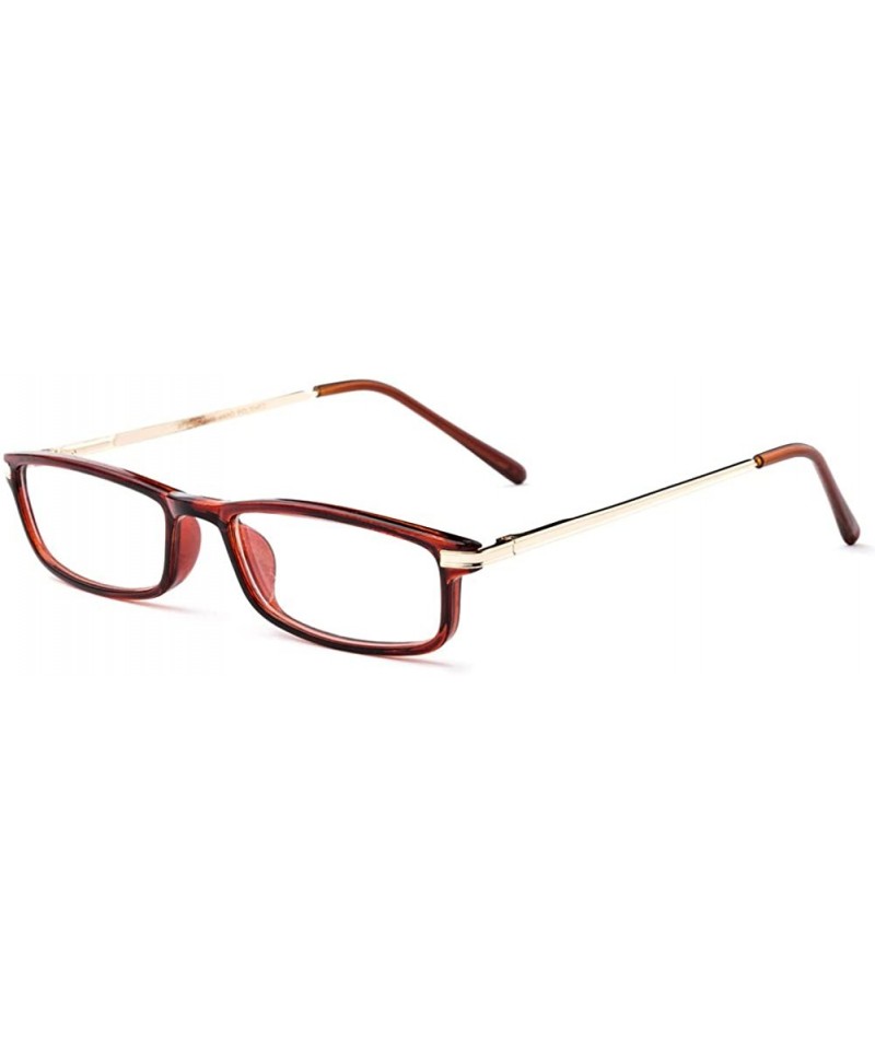 Square Light Weight Small Stylish Rectangle Fashion Women Reading Glasses Spring Hinge - Brown - CR1274NN0CH $10.18