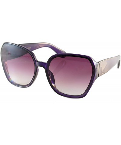 Oversized Oversize Retro Street Style Thick Frame Unique Hexagon Sunglasses A257 - Purple Purple - CH18O5E6RN7 $9.81