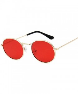 Round Retro Round Pink Sunglasses Women Brand Designer Sun Glasses Alloy Mirror Female Oculos De Sol Brown - Goldpink - CH197...