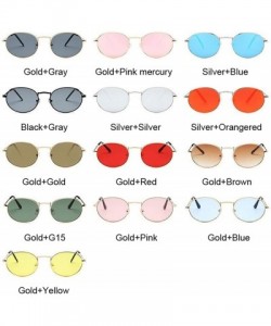 Round Retro Round Pink Sunglasses Women Brand Designer Sun Glasses Alloy Mirror Female Oculos De Sol Brown - Goldpink - CH197...