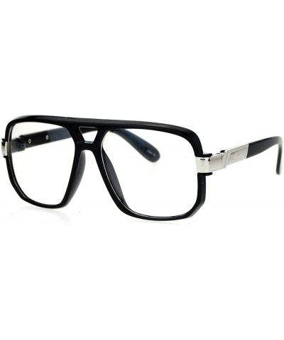 Square Unisex Clear Lens Glasses Oversized Fashion Square Frame Eyeglasses - Black - CH188UCNRYS $11.95